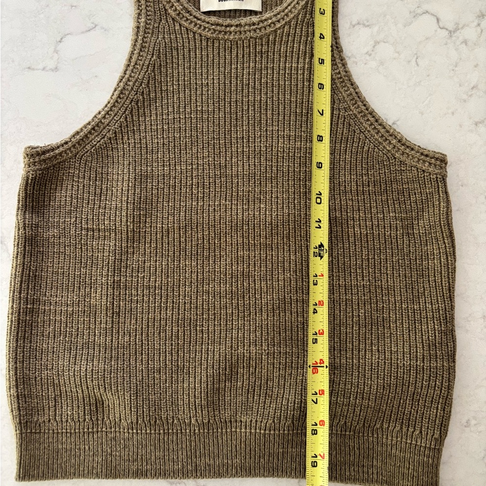 Buck Mason Ribbed Sweater Tank Taupe Cotton Knit High Neck Small - Picture 3 of 10